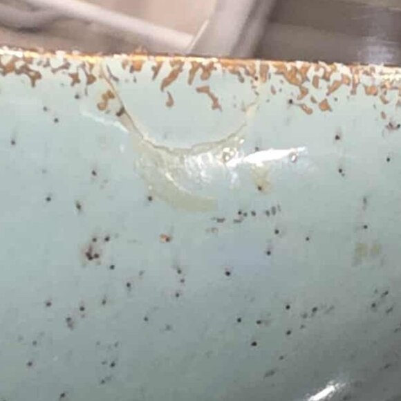 Vintage Ceramic Plate J&S U.S.A. Calif Orig. - Mid-Century (MCM), Sky Blue Glaze - Picture 9 of 13